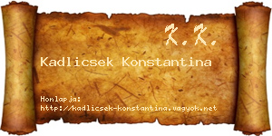 Kadlicsek Konstantina névjegykártya